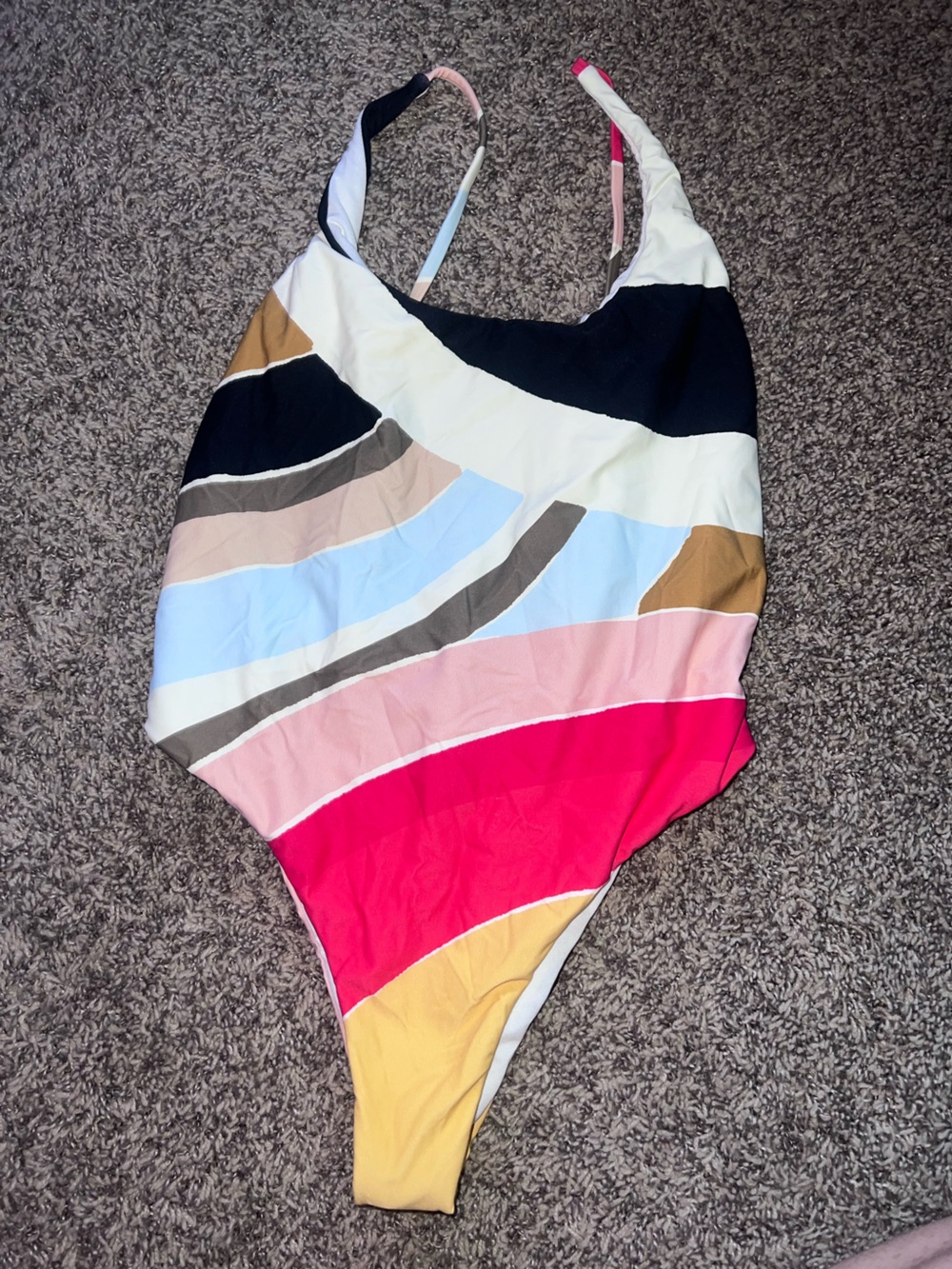 Colorblock Wave Strapless Dress Top